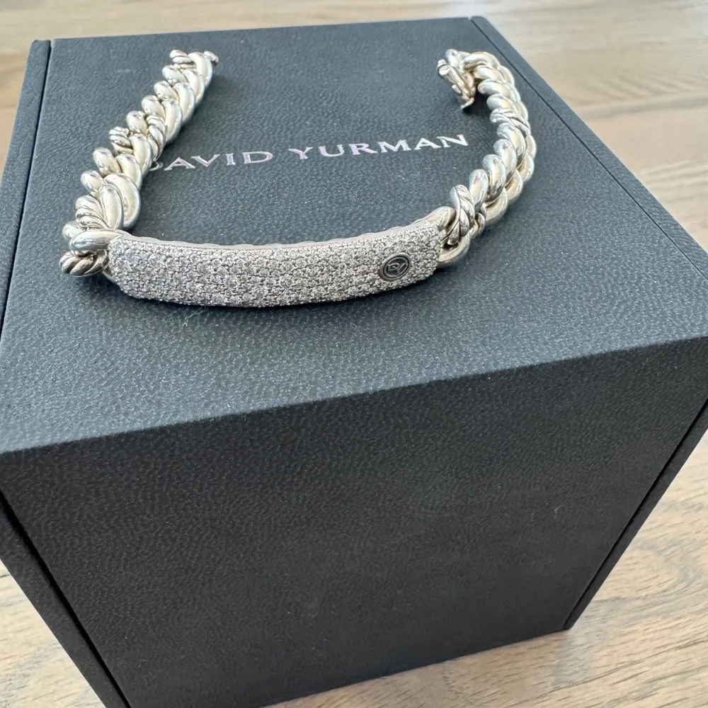 AUTHENTIC David Yurman Belmont Curb Link ID Bracelet w/Diamonds - Picture 6 of 9